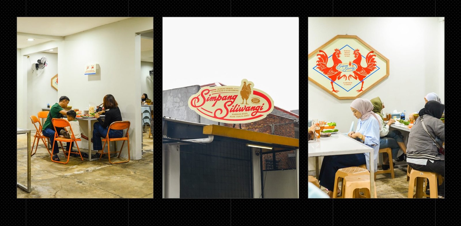 Ayam Simpang Siliwangi dining room, signage and wall mural