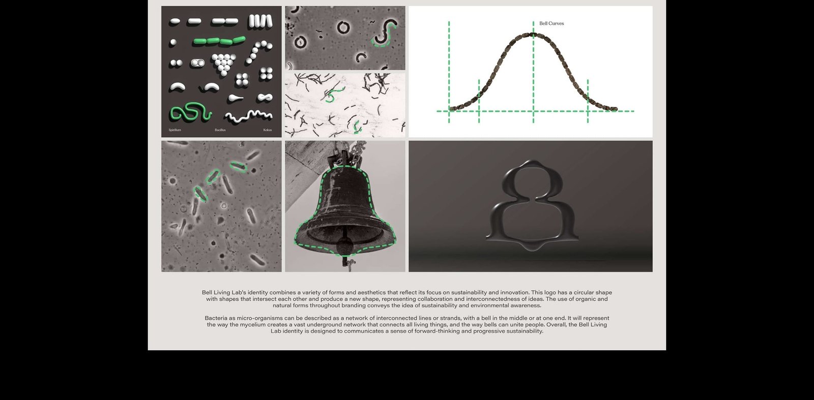 Bell Living Lab logo exploration with bacteria and mycelium imagery