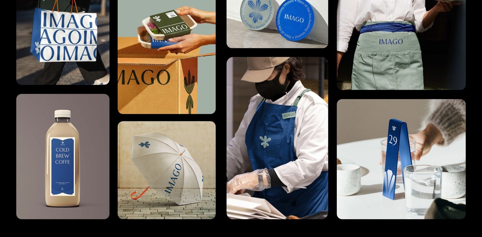 Imago Hills bags, bottle, umbrella, apron and table number