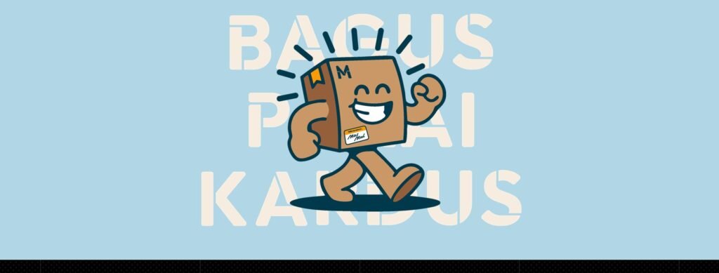 Muliabox box mascot with the line Bagus Pakai Kardus