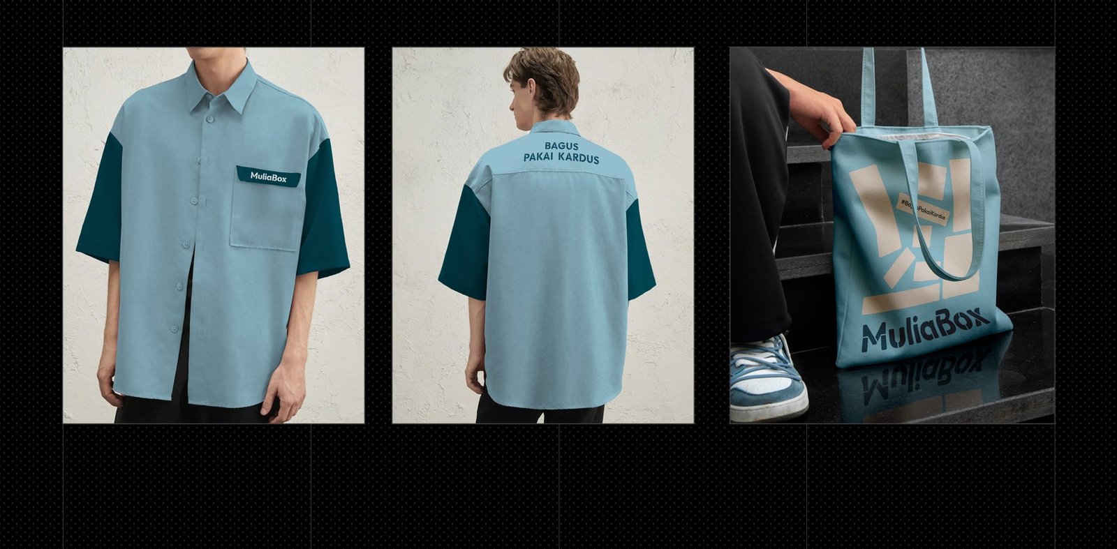 Muliabox staff shirts and tote bag