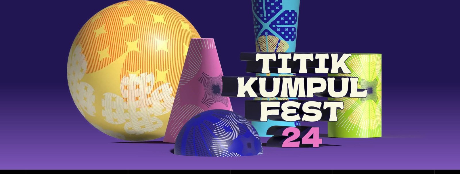 Titik Kumpul Fest 24 logo with colourful 3D shapes